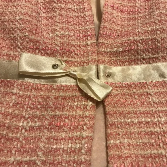 Adorable pink & cream tweed Liz Claiborne blazer with ribbons & bows (12) - Picture 11 of 16